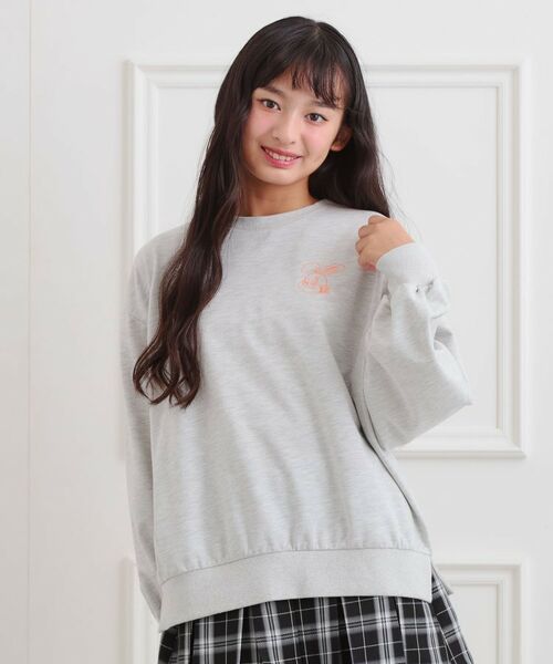 PINK-latte/ピンク ラテ アニマルプリント裏毛プルオーバー ライトグレー(011) 14(140cm) PINK-latte/ピンク ラテ アニマルプリント裏毛プルオーバー ライトグレー(011) 14(140cm)