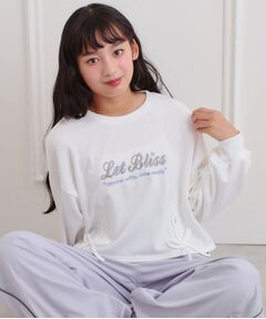 PINK-latte / ピンク ラテ スウェット | レースアップ刺繍裏毛プルオーバー