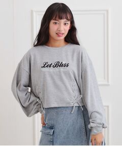 PINK-latte / ピンク ラテ スウェット | レースアップ刺繍裏毛プルオーバー