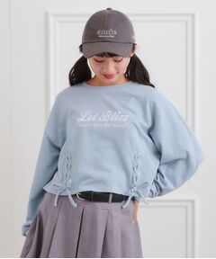 PINK-latte / ピンク ラテ スウェット | レースアップ刺繍裏毛プルオーバー