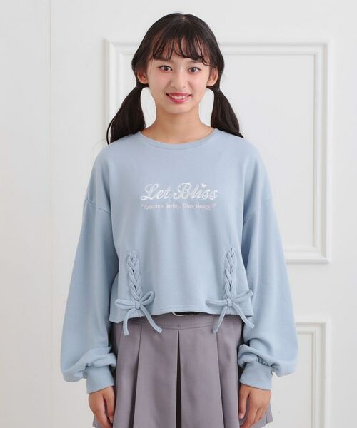 PINK-latte / ピンク ラテ スウェット | レースアップ刺繍裏毛プルオーバー | 詳細1