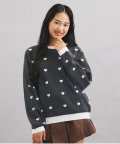 PINK-latte / ピンク ラテ ニット・セーター | ウォッシャブルハート柄ニットプルオーバー