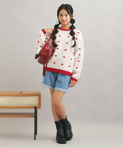 PINK-latte / ピンク ラテ ニット・セーター | ウォッシャブルハート柄ニットプルオーバー | 詳細10