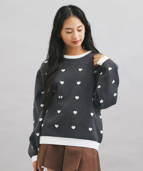 PINK-latte / ピンク ラテ ニット・セーター | ウォッシャブルハート柄ニットプルオーバー | 詳細12