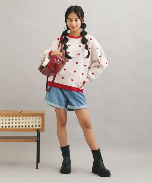 PINK-latte / ピンク ラテ ニット・セーター | ウォッシャブルハート柄ニットプルオーバー | 詳細9