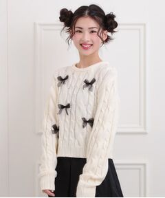 PINK-latte / ピンク ラテ ニット・セーター | リボン付ニットプルオーバー