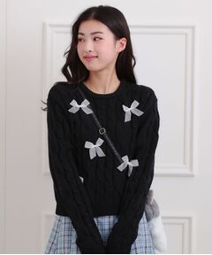 PINK-latte / ピンク ラテ ニット・セーター | リボン付ニットプルオーバー