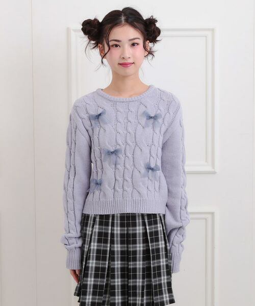 PINK-latte / ピンク ラテ ニット・セーター | リボン付ニットプルオーバー | 詳細1