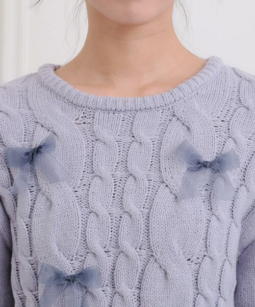 PINK-latte / ピンク ラテ ニット・セーター | リボン付ニットプルオーバー | 詳細4