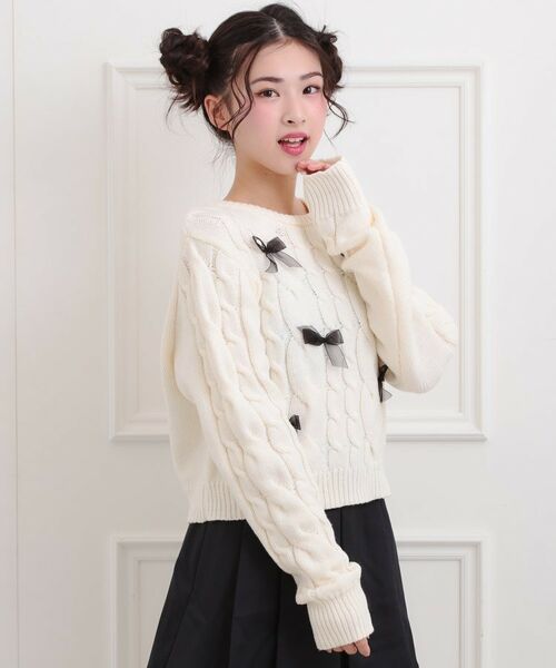 PINK-latte / ピンク ラテ ニット・セーター | リボン付ニットプルオーバー | 詳細7