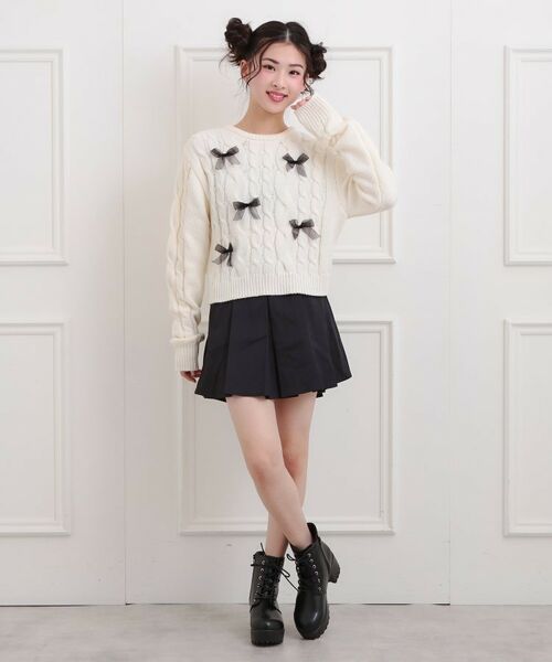 PINK-latte / ピンク ラテ ニット・セーター | リボン付ニットプルオーバー | 詳細9