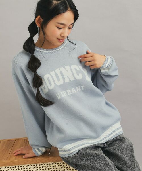 PINK-latte/ピンク ラテ ウォッシャブルアソートニット サックスブルー(090) 14(140cm) PINK-latte/ピンク ラテ ウォッシャブルアソートニット サックスブルー(090) 14(140cm)