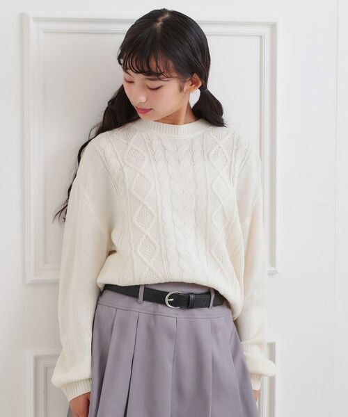 PINK-latte/ピンク ラテ 【プチプラ】ケーブルニット アイボリー(004) 14(140cm) PINK-latte/ピンク ラテ 【プチプラ】ケーブルニット アイボリー(004) 14(140cm)