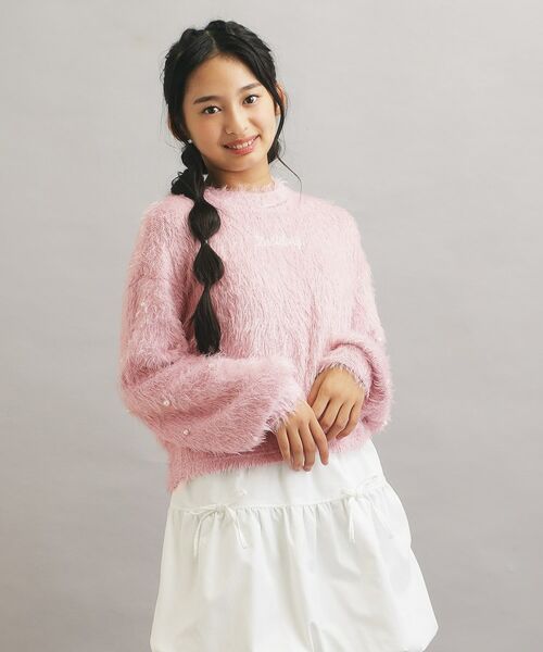 PINK-latte / ピンク ラテ カットソー | シャギー袖パール調プルオーバー(ライトピンク(070))