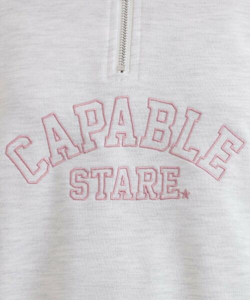 PINK-latte / ピンク ラテ スウェット | ミニ裏カレッジ衿付きハーフZIPプルオーバー | 詳細10