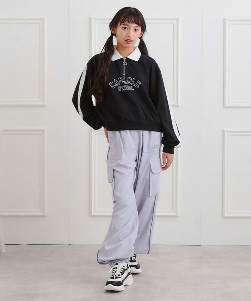 PINK-latte / ピンク ラテ スウェット | ミニ裏カレッジ衿付きハーフZIPプルオーバー | 詳細12