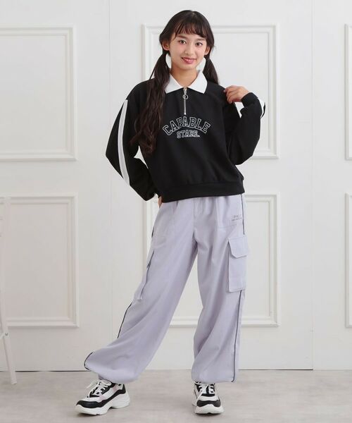 PINK-latte / ピンク ラテ スウェット | ミニ裏カレッジ衿付きハーフZIPプルオーバー | 詳細13