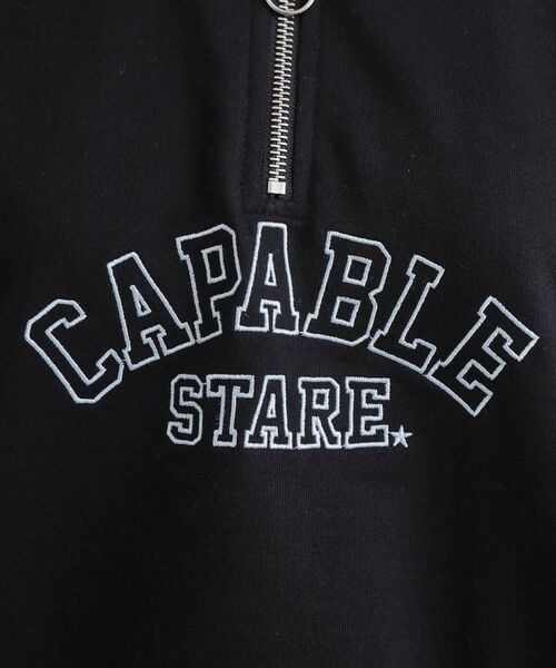 PINK-latte / ピンク ラテ スウェット | ミニ裏カレッジ衿付きハーフZIPプルオーバー | 詳細14