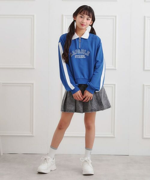 PINK-latte / ピンク ラテ スウェット | ミニ裏カレッジ衿付きハーフZIPプルオーバー | 詳細16