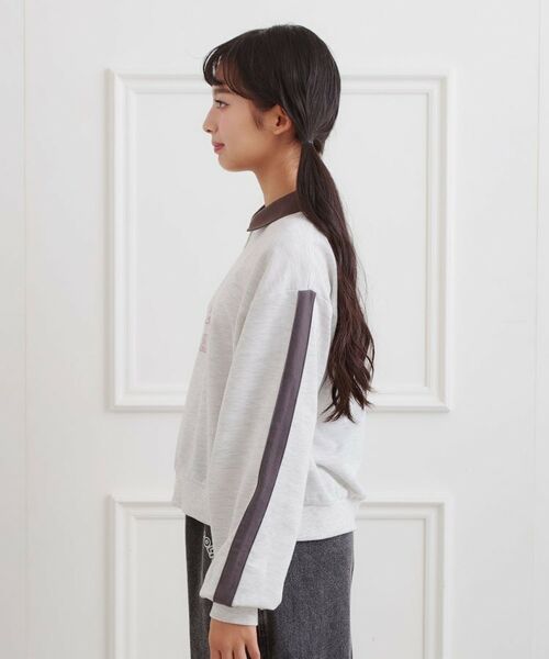 PINK-latte / ピンク ラテ スウェット | ミニ裏カレッジ衿付きハーフZIPプルオーバー | 詳細2