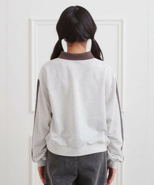 PINK-latte / ピンク ラテ スウェット | ミニ裏カレッジ衿付きハーフZIPプルオーバー | 詳細3