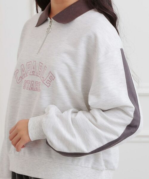 PINK-latte / ピンク ラテ スウェット | ミニ裏カレッジ衿付きハーフZIPプルオーバー | 詳細5