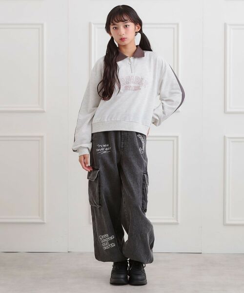 PINK-latte / ピンク ラテ スウェット | ミニ裏カレッジ衿付きハーフZIPプルオーバー | 詳細8