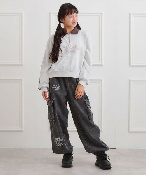 PINK-latte / ピンク ラテ スウェット | ミニ裏カレッジ衿付きハーフZIPプルオーバー | 詳細9