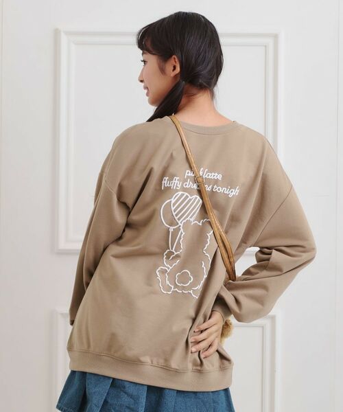 PINK-latte/ピンク ラテ クマちゃんミニ裏トレーナー ベージュ(052) 16(160cm) PINK-latte/ピンク ラテ クマちゃんミニ裏トレーナー ベージュ(052) 16(160cm)