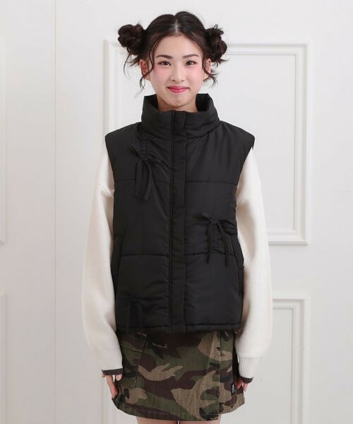 PINK-latte / ピンク ラテ ダウンジャケット・ベスト | 中綿リボンベスト | 詳細1