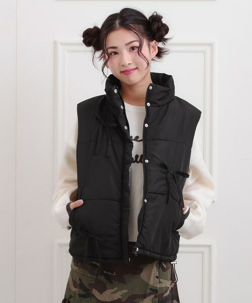 PINK-latte/ピンク ラテ 中綿リボンベスト ブラック(019) 14(140cm) PINK-latte/ピンク ラテ 中綿リボンベスト ブラック(019) 14(140cm)