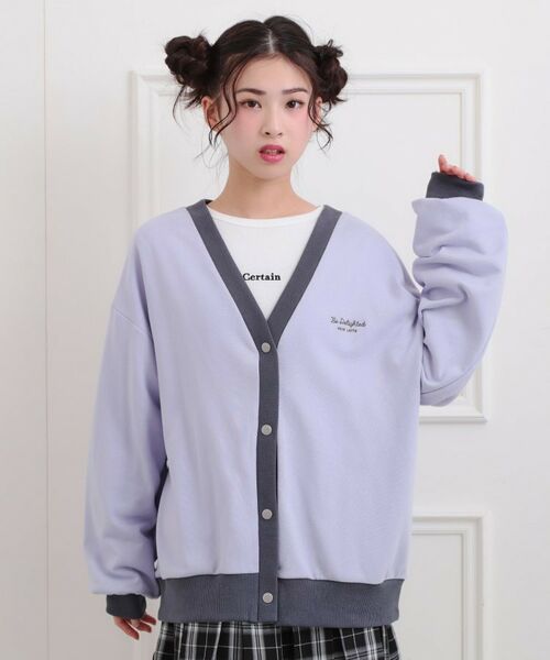 PINK-latte/ピンク ラテ クマちゃん裏毛カーディガン ラベンダー(080) 15(150cm) PINK-latte/ピンク ラテ クマちゃん裏毛カーディガン ラベンダー(080) 15(150cm)