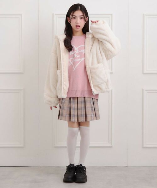 PINK-latte / ピンク ラテ レザーブルゾン・ジャケット | フード付きフェイクファーブルゾン | 詳細11