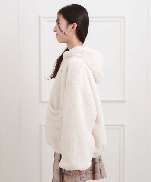 PINK-latte / ピンク ラテ レザーブルゾン・ジャケット | フード付きフェイクファーブルゾン | 詳細2