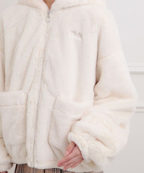 PINK-latte / ピンク ラテ レザーブルゾン・ジャケット | フード付きフェイクファーブルゾン | 詳細5