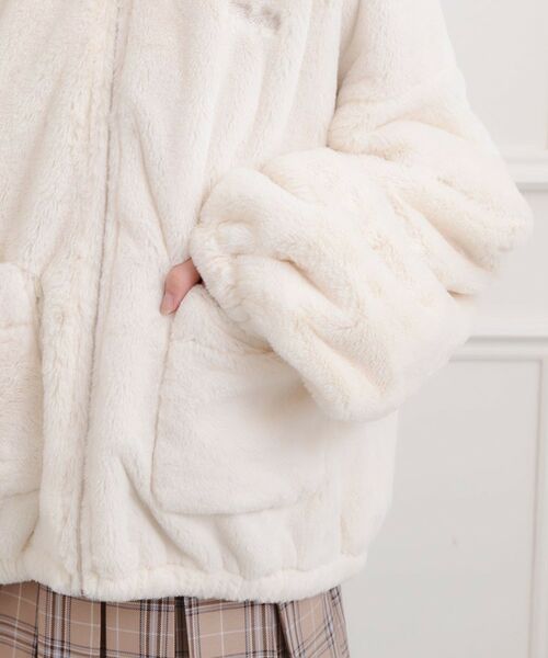 PINK-latte / ピンク ラテ レザーブルゾン・ジャケット | フード付きフェイクファーブルゾン | 詳細6