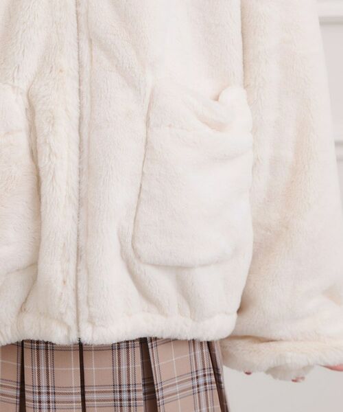 PINK-latte / ピンク ラテ レザーブルゾン・ジャケット | フード付きフェイクファーブルゾン | 詳細7