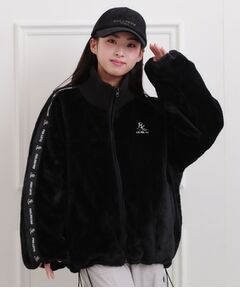 PINK-latte / ピンク ラテ レザーブルゾン・ジャケット | フェイクファーリブハイネックブルゾン