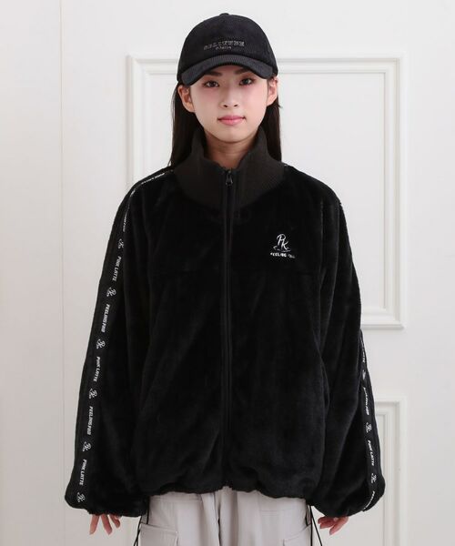 PINK-latte / ピンク ラテ レザーブルゾン・ジャケット | フェイクファーリブハイネックブルゾン | 詳細1