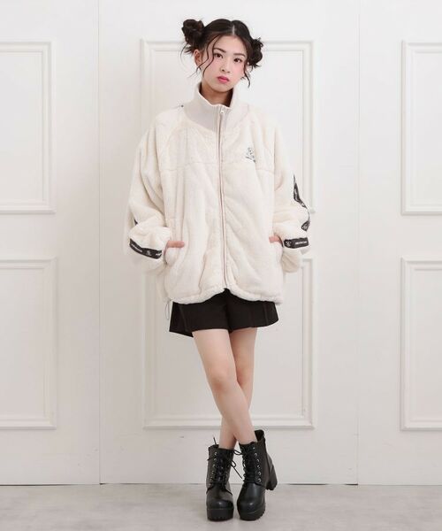 PINK-latte / ピンク ラテ レザーブルゾン・ジャケット | フェイクファーリブハイネックブルゾン | 詳細11