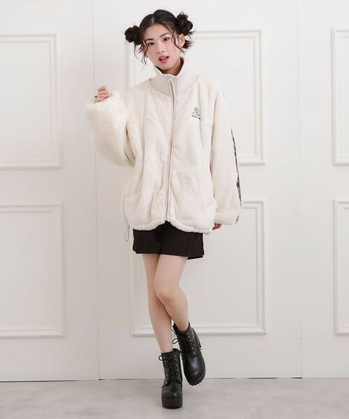 PINK-latte / ピンク ラテ レザーブルゾン・ジャケット | フェイクファーリブハイネックブルゾン | 詳細12