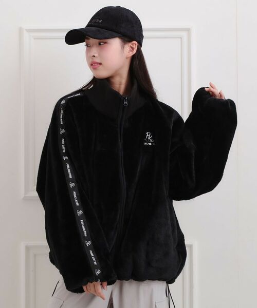 PINK-latte / ピンク ラテ レザーブルゾン・ジャケット | フェイクファーリブハイネックブルゾン | 詳細14