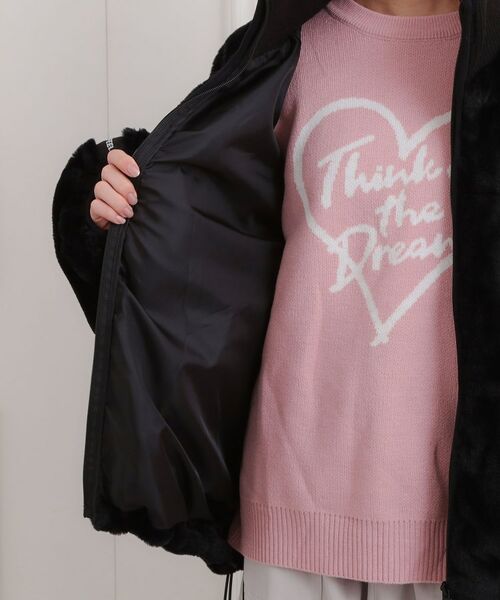 PINK-latte / ピンク ラテ レザーブルゾン・ジャケット | フェイクファーリブハイネックブルゾン | 詳細8