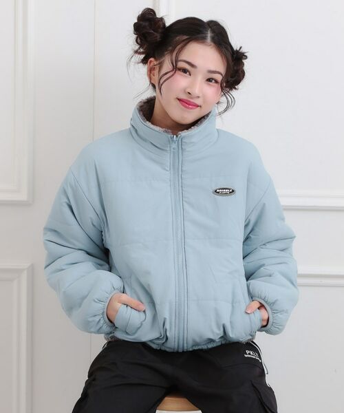 PINK-latte/ピンク ラテ ボアリバーシブルブルゾン サックスブルー(090) 13(130cm) PINK-latte/ピンク ラテ ボアリバーシブルブルゾン サックスブルー(090) 13(130cm)