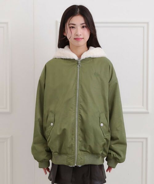 PINK-latte / ピンク ラテ レザーブルゾン・ジャケット | リバーシブルフェイクファーブルゾン | 詳細1