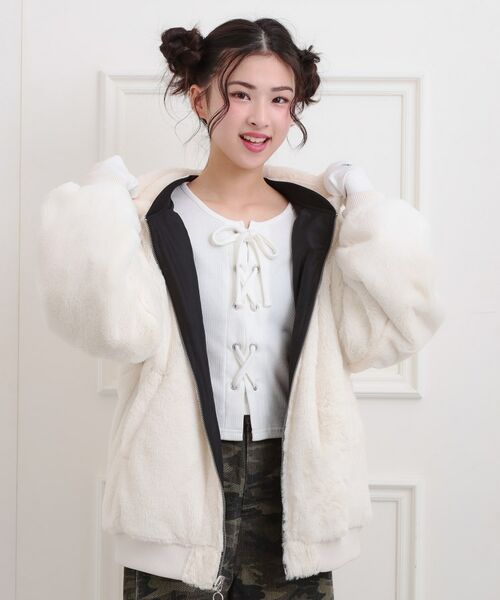PINK-latte / ピンク ラテ レザーブルゾン・ジャケット | リバーシブルフェイクファーブルゾン | 詳細21