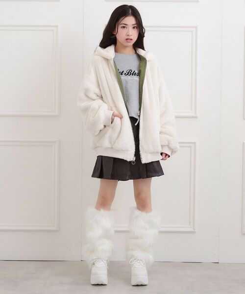 PINK-latte / ピンク ラテ レザーブルゾン・ジャケット | リバーシブルフェイクファーブルゾン | 詳細29