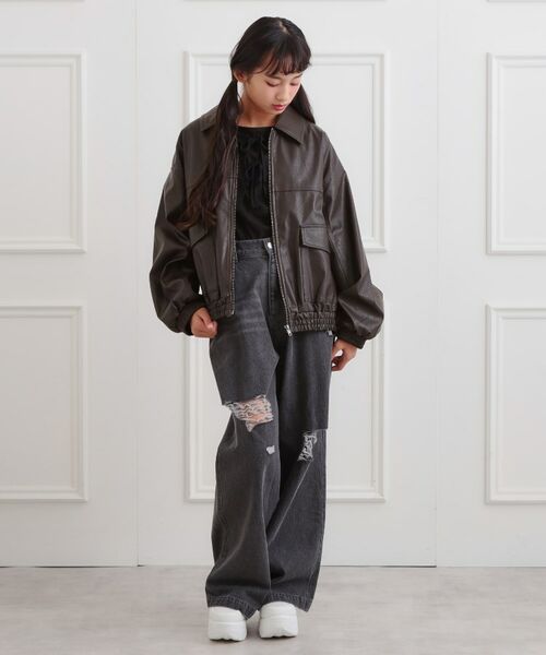 PINK-latte / ピンク ラテ レザーブルゾン・ジャケット | 合成皮革ブルゾン | 詳細14