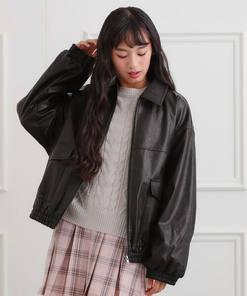 PINK-latte/ピンク ラテ 合成皮革ブルゾン ブラック(019) 14(140cm)