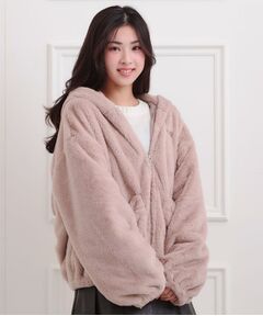 PINK-latte / ピンク ラテ レザーブルゾン・ジャケット | 耳付きフェイクファーブルゾン